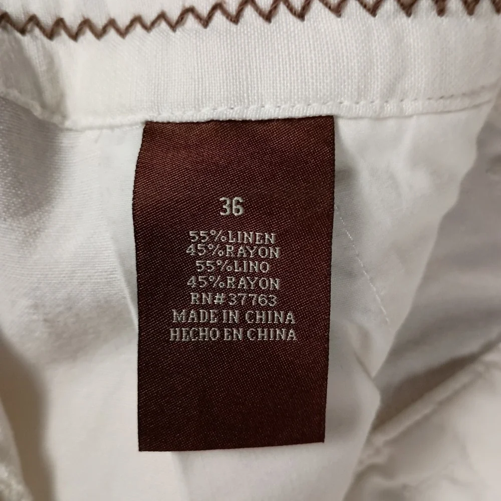 Cubavera Mens White Linen Rayon Blend Cargo Shorts Size 36 Excellent Condition